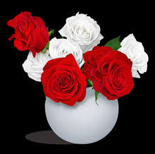 Load image into Gallery viewer, Four Red + White Roses