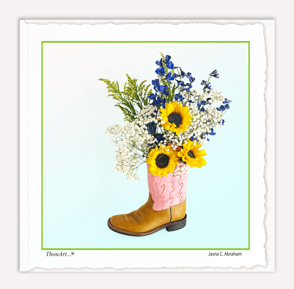 Yellow Daisies Pink Boot